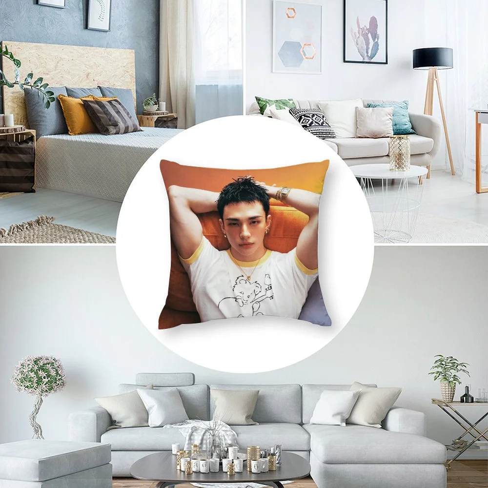 HOT-KPOP المعبود h-Hyunjin كيس وسادة قصير أريكة قطيفة ديكور هدية المنزل وسادة الطباعة على الوجهين