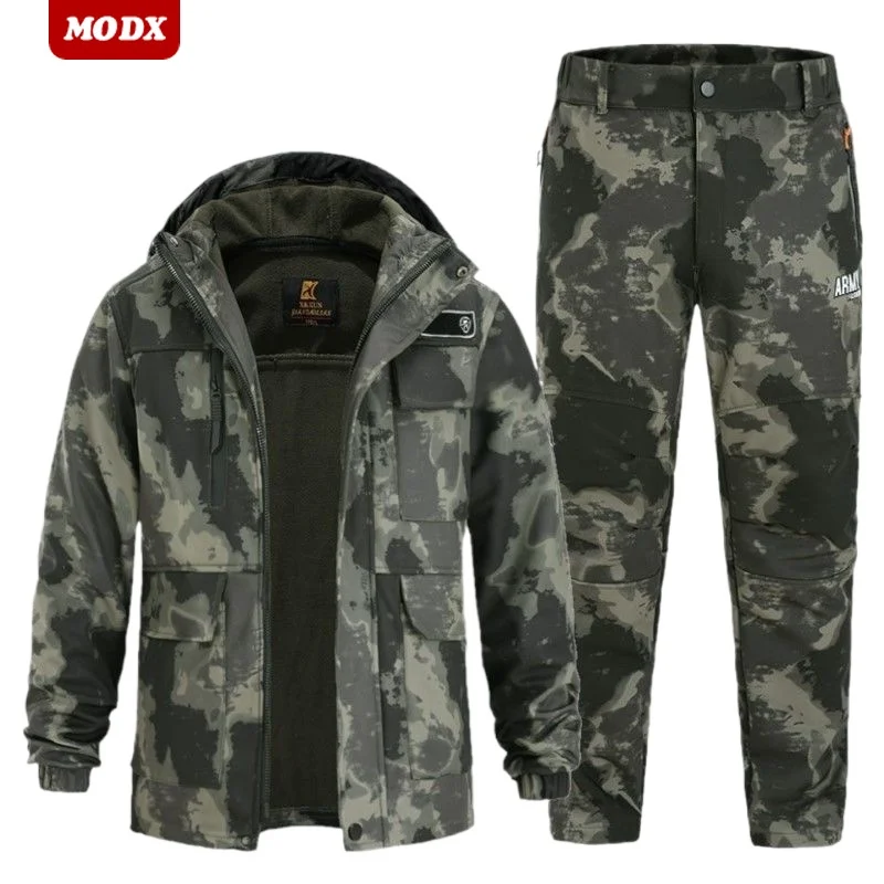 Autumn Winter Camouflage Assault Suit Men Waterproof Cold Resistant Warm Wear-resistant Set Outdoors Training Hunting Uniform