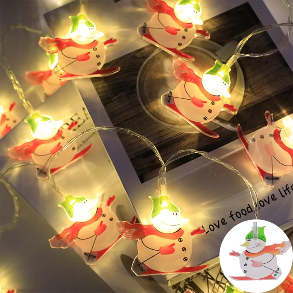 1.5 Meters LED Christmas String Lights 3D DIY Decor Tree Lantern Strip Battery Version Pendant Santa Snowman Style