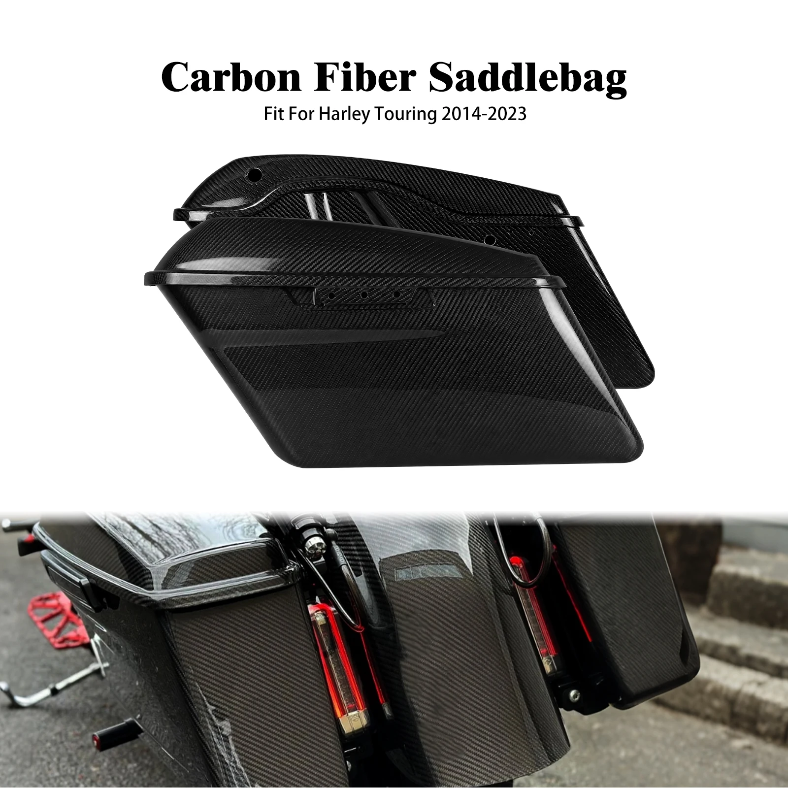 Touring Hard Saddlebags W/ Lids Motorcycle Luggage Side Box For Harley Electra Street Road Glide Road King Ultra Limited 2014-23