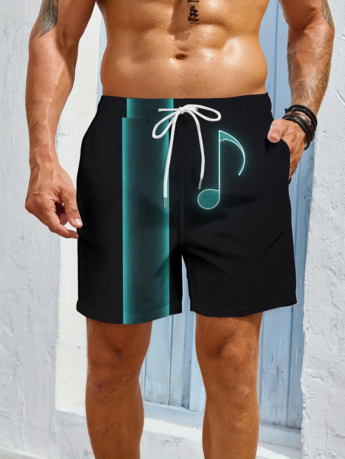 1pcs Men's Short swim trunks2026 Summer 3D Printed Short sleeve Breathable baggy pants running Quick drying Polyester