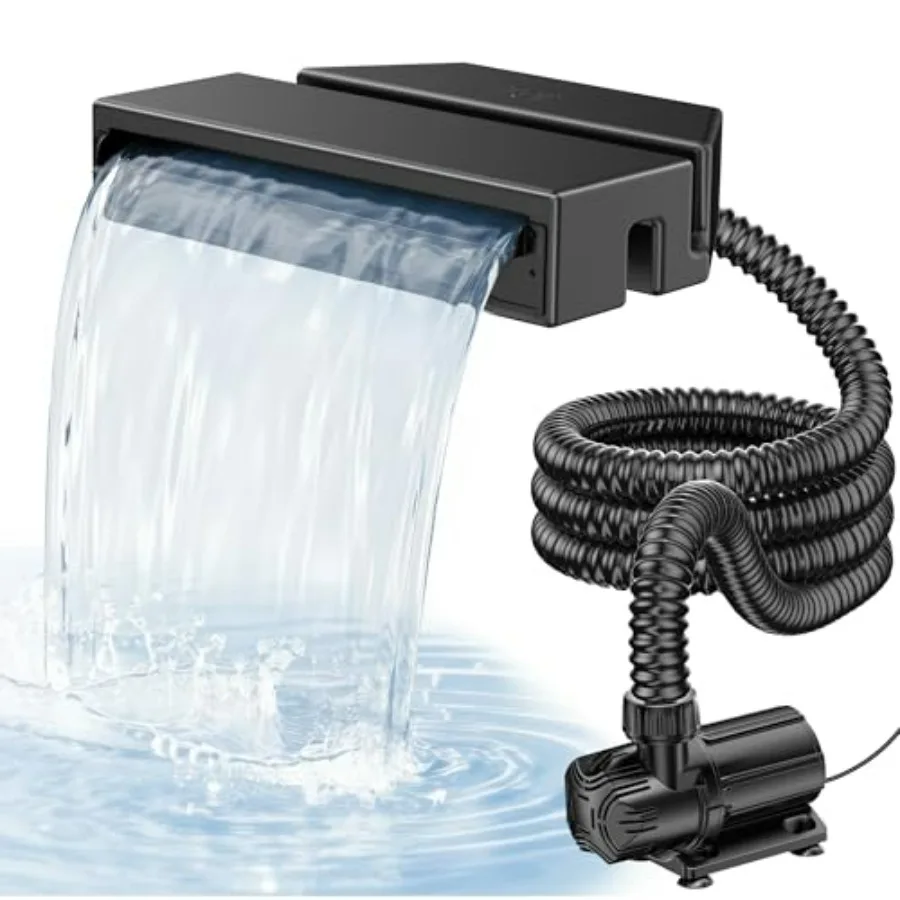 

Pondless waterfall spillway kit: stainless steel, black, includes 12 spillway, 42W 1200 GPH pump, 10ft corrugated tubing filter