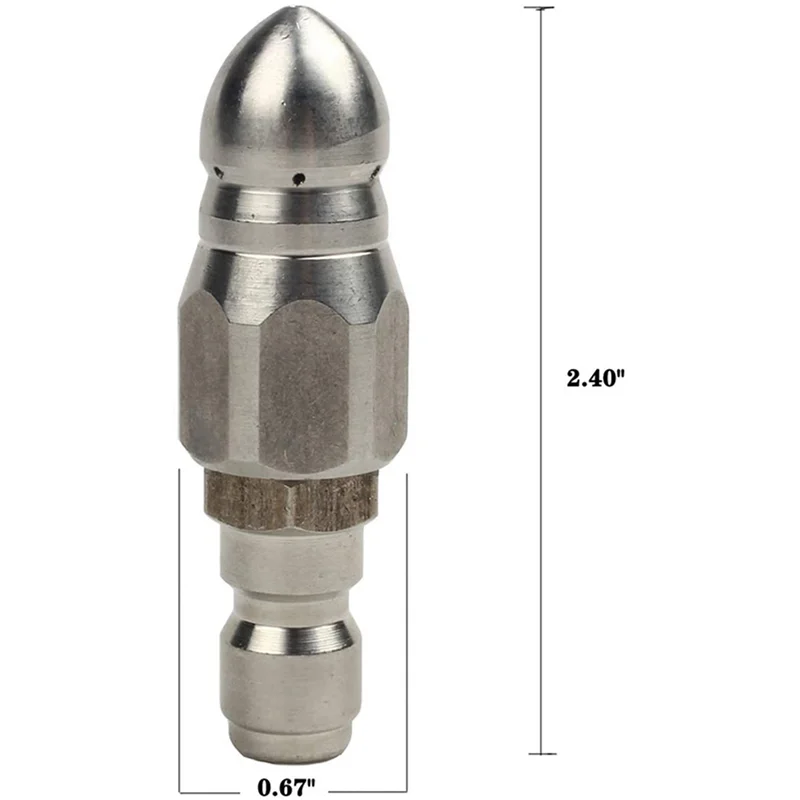 AA49 5X Hochdruckreiniger-Kanaldüse mit Edelstahl, langlebige Design-Abwasserstrahldüse, 1/4 Zoll schnell anschluss