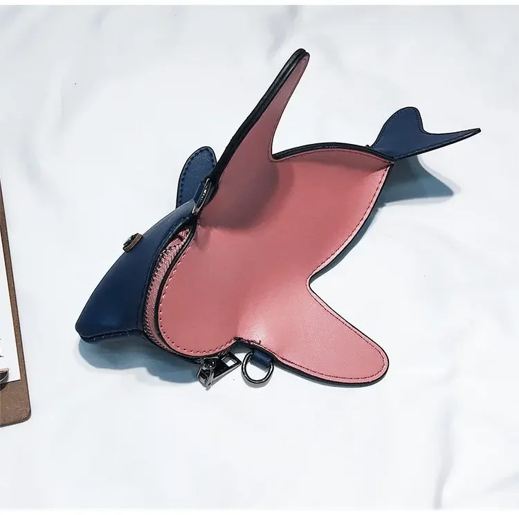 Euro-America Style Shark Shoulder Bag PU Flap Purse Mini Bag Lovely Animal Crossbody Funny Bag