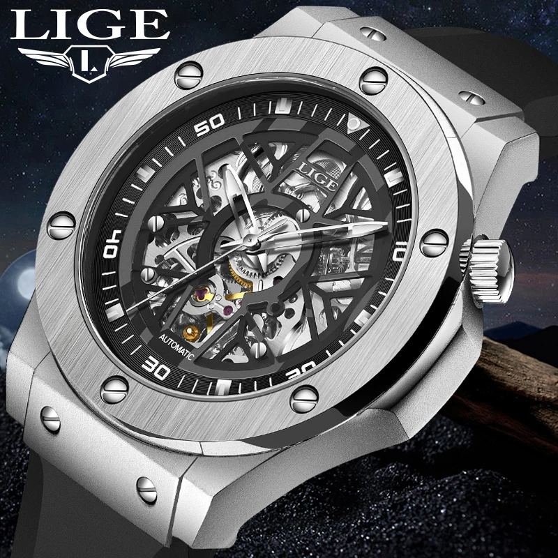 LIGE Business Watch Men Top Brand Luxury Men\'s Mechanical Wristwatches Casual Sports Waterproof Automatic Watch Men Montre Homme