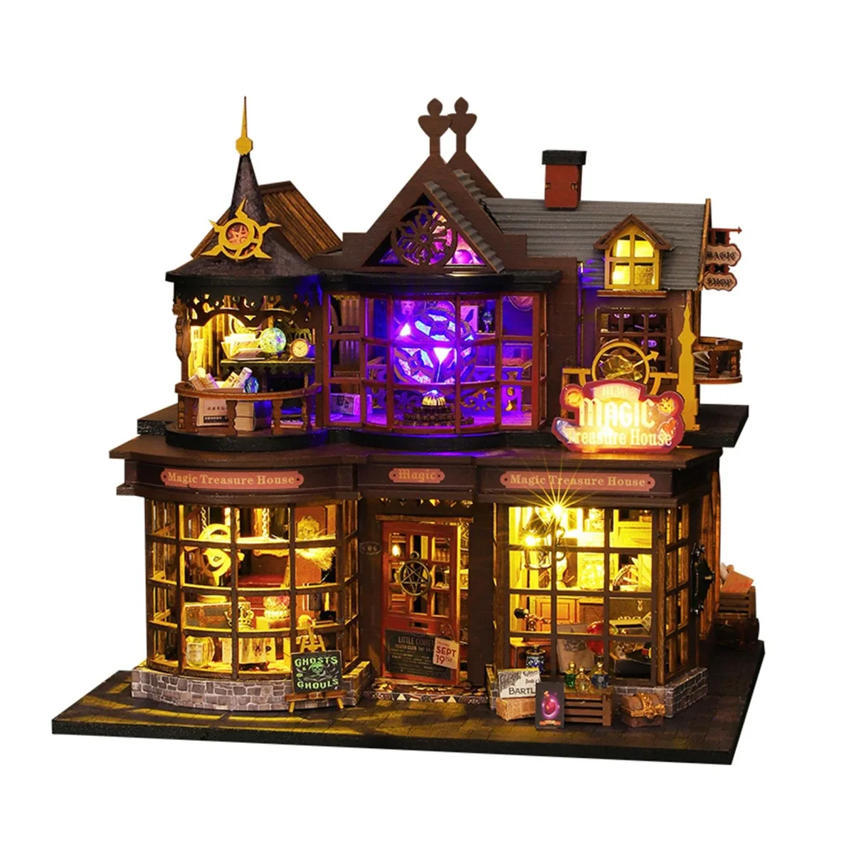 DIY Book Nook Miniature House Kit 3D Puzzle Model with LED Light Creative Craft Aesthetic Room Decor Gift for Adults Home