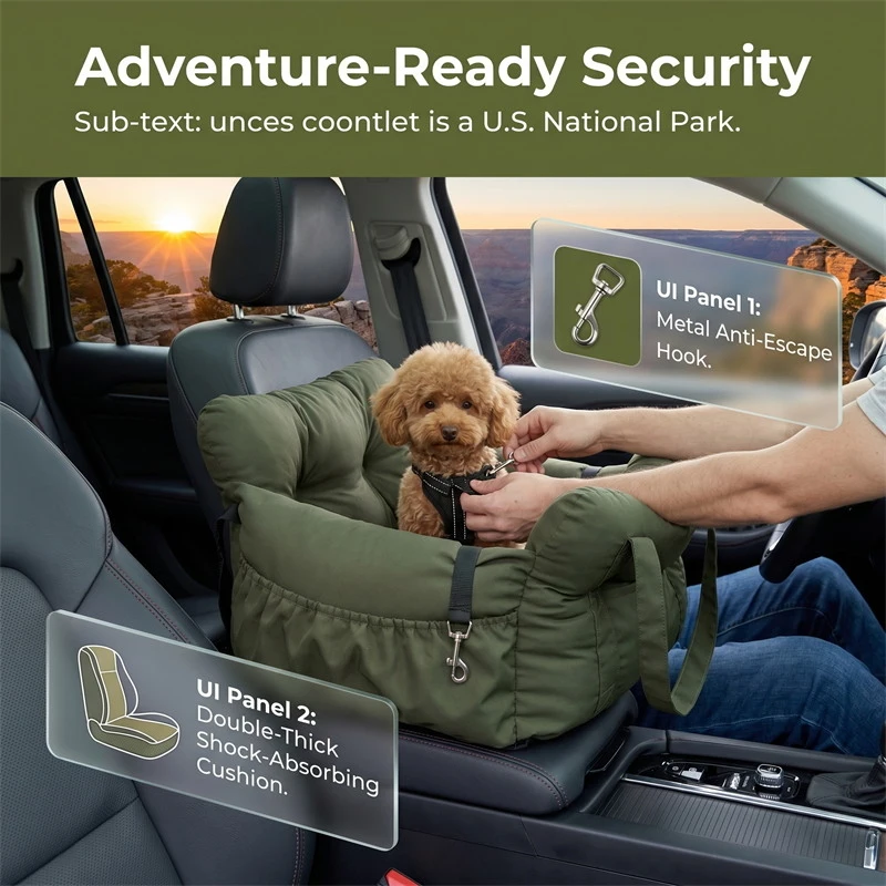 Non Slip Dog Car Seat Washable Pet Travel Bed Equipped With Safety Belt Comfort Safe Riding Cushion Suitable For Small Dogs Home