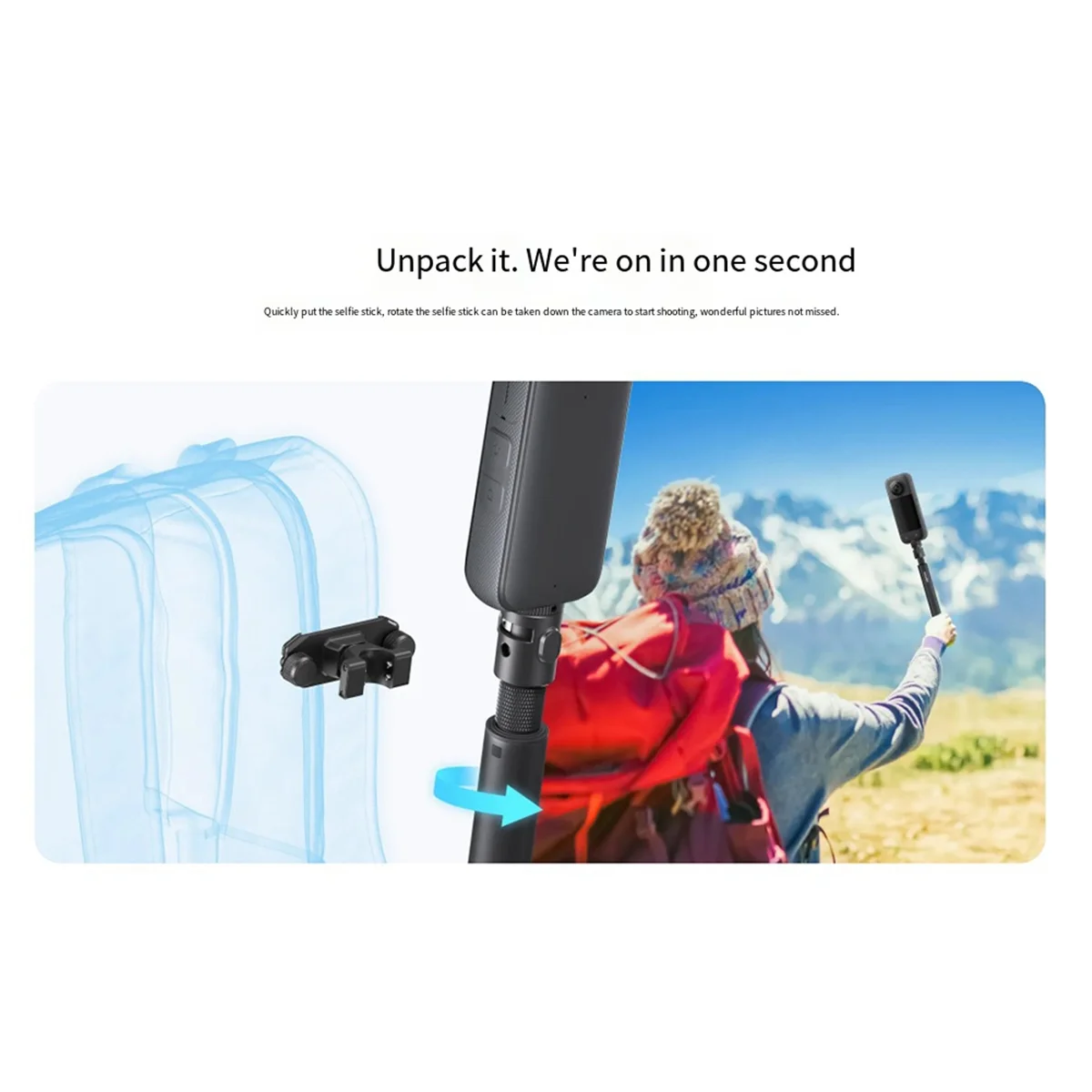 عصا سيلفي بتقنية جديدة سريعة الإصدار لـ Shadowstone Selfie Stick Mount لـ X4/ Pro GO 3 X3/