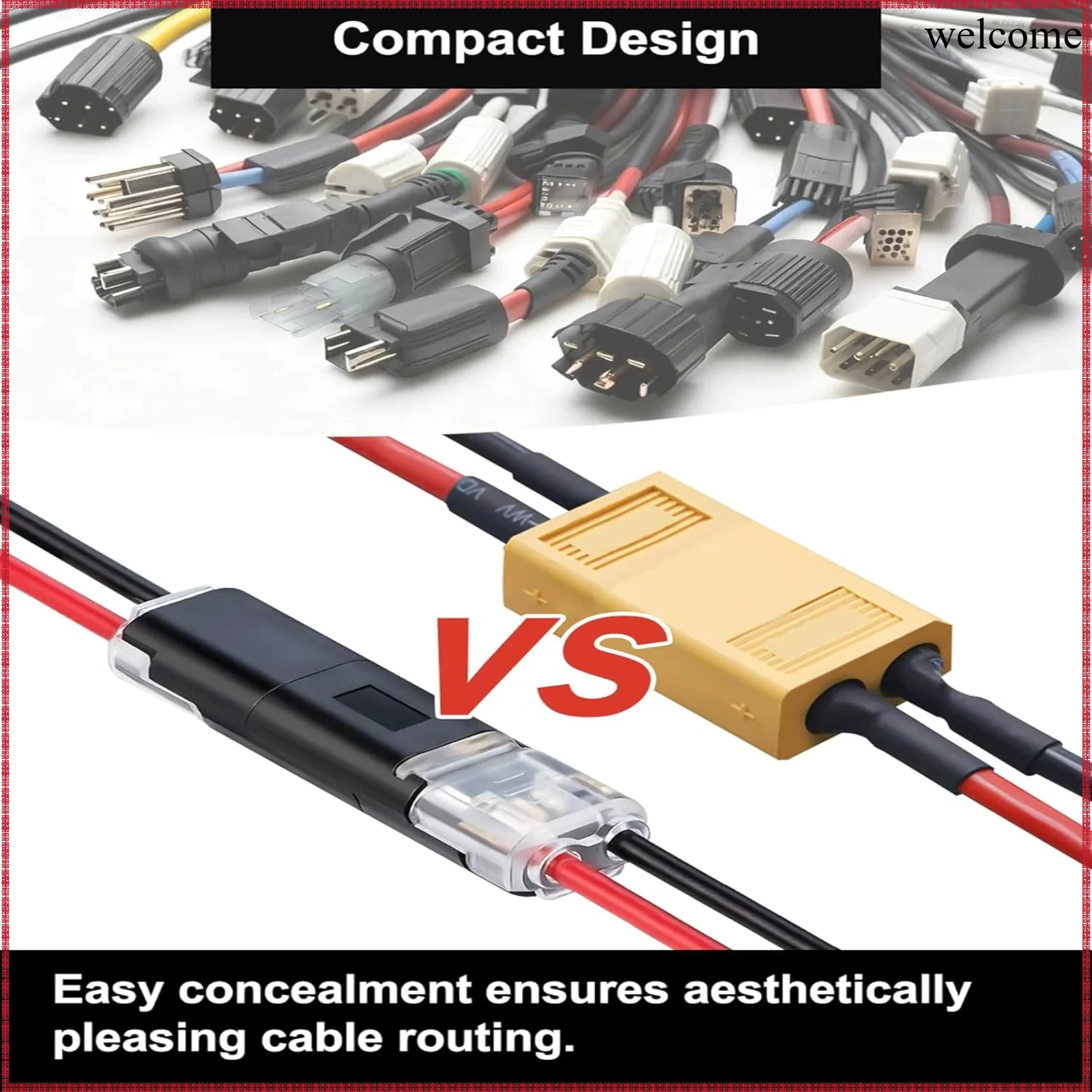 50pcs Double-Wire Plug-in Connector with Locking Buckle Pluggable LED Wire Connector 2 Pin 2 Way Universal Compact Wire