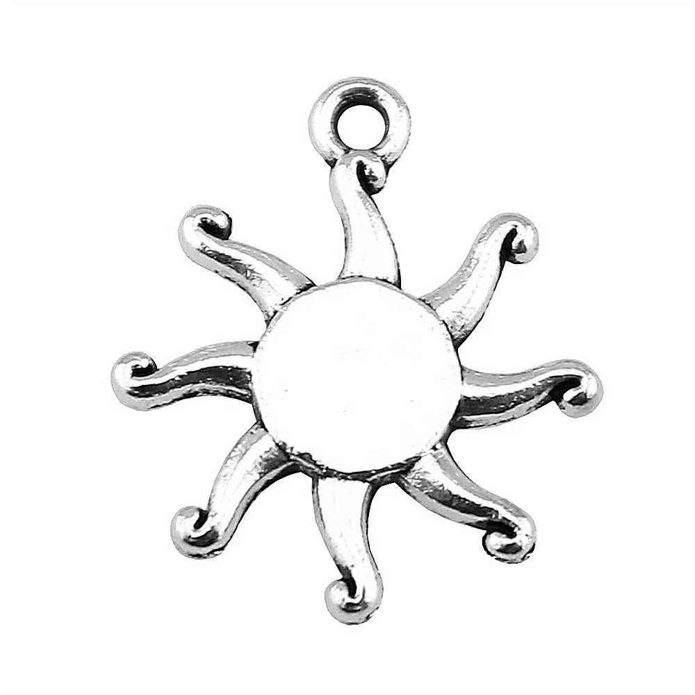 

Wholesale 200pcs/bag 17mm Antique Silver Color Antique Bronze Pendant Sun Sun Pendant Charm Sun Pendants