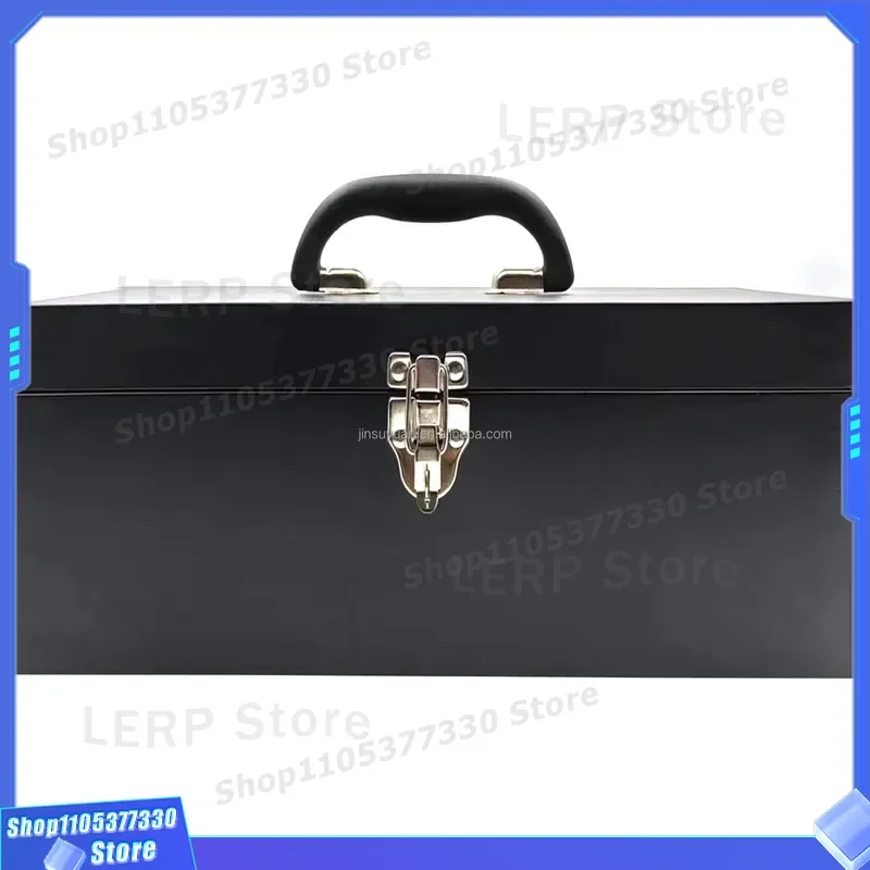 16 Inch Metal Storage Box Double Layer Iron Plate Tool Box with Locking Device Portable Multifunctional Internal Structure