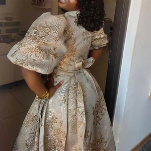 Golden afrikanische Spitzenstoffe, nigerianische Vergoldung Jacquard Brocada Spitze, Hochzeitskleider, hohe Qualität, 5 Jours, S3466, 2024 8 Hauptverkäufe Golden Brocada Stoff - №3