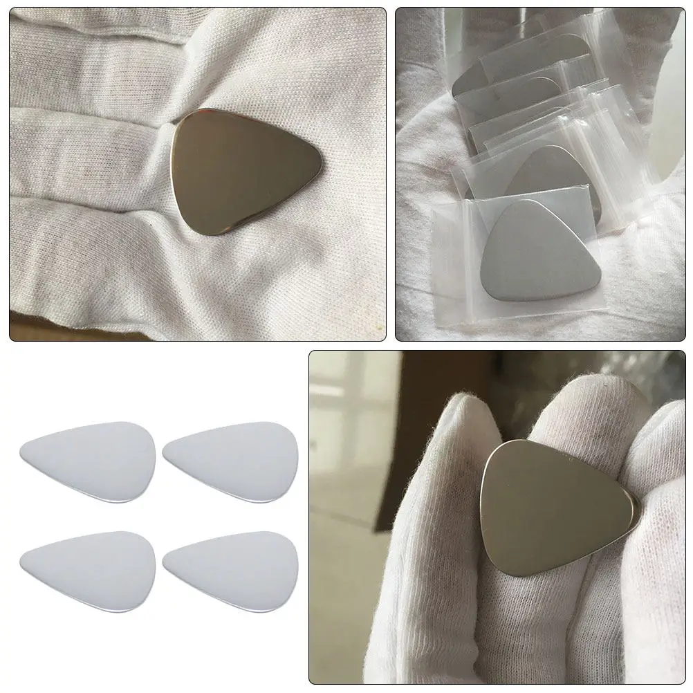 

4Pcs Stainless Steel Guitar Picks Premium Sturdy Tone Rich for Electric Acoustic Classic Bass Ukulele Fast Response Durability