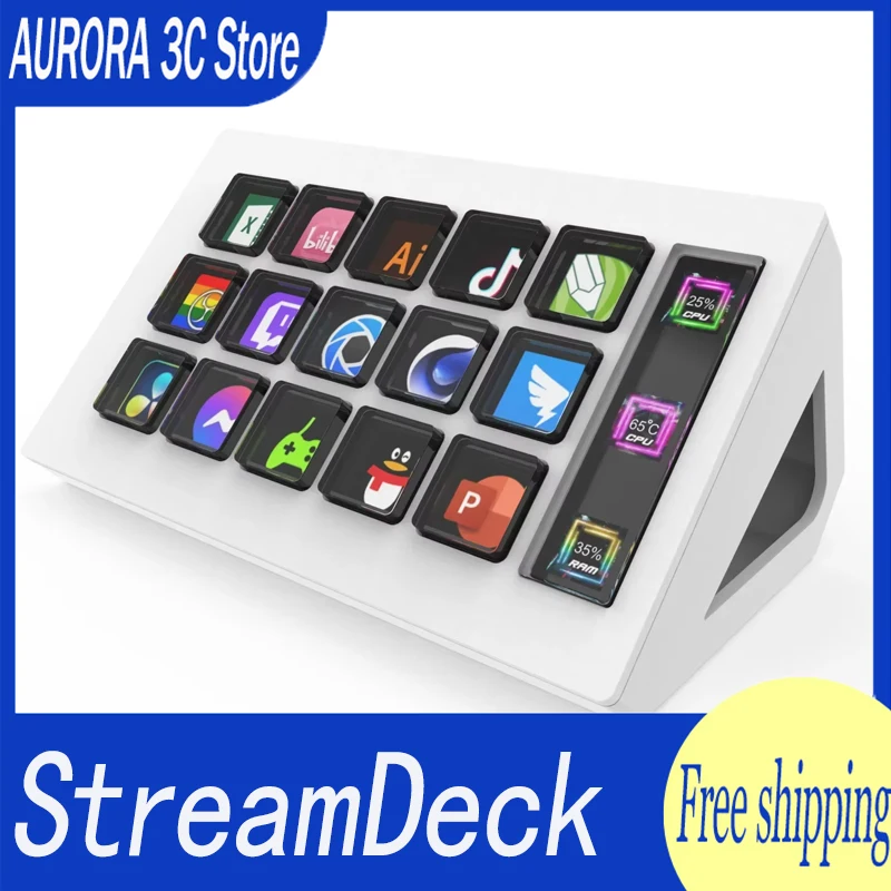 

StreamDeck Mini Visual Keyboard 15Keys Stream Deck LCD Button Live Content Creation Controller Custom Button For Win/MacOS Gifts