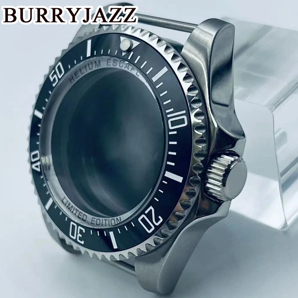 Imagem -02 - Caixa Impermeável do Relógio Burryjazz Sapphire Moldura Crystal Ceramics 44 mm Sea Nh34 Nh35 Nh36 Nh38 Nh39 Nh70 Nh72 Nh72