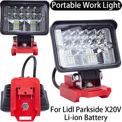 Cordless LED Work Light for Lidl Parkside X20V Li-Ion Battery Portable Outdoor Emergency Light Flashlight Portable Lantern