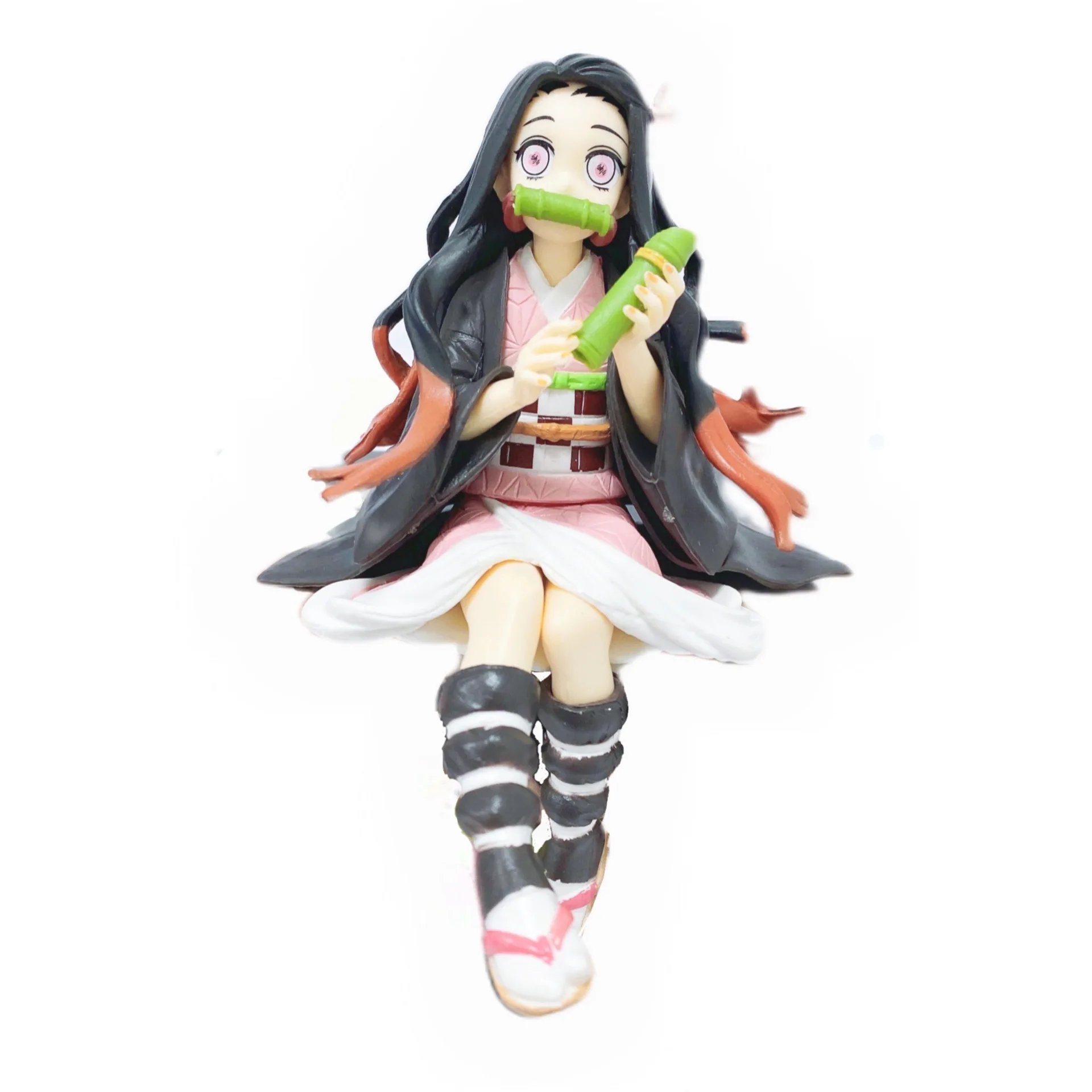 Anime Demon Slayer Figure Tanjirou Nezuko Zenitsu Inosuke Shinobu Mitsuri Giyuu Eat Rice Balls Kimetsu No Yaiba Action Figurine