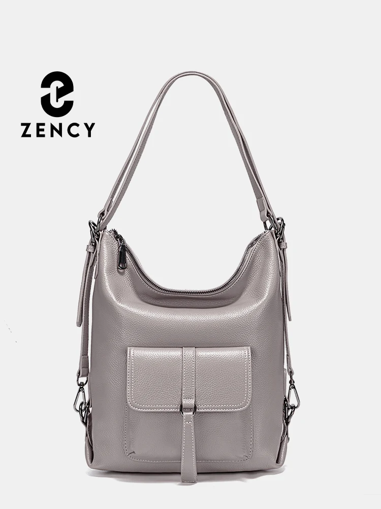 Zency Stylish Women Shoulder Bag 100% Genuine Leather Large Capacity Handbag Multifunction Satchel Bag Backpack Shoulder Bags