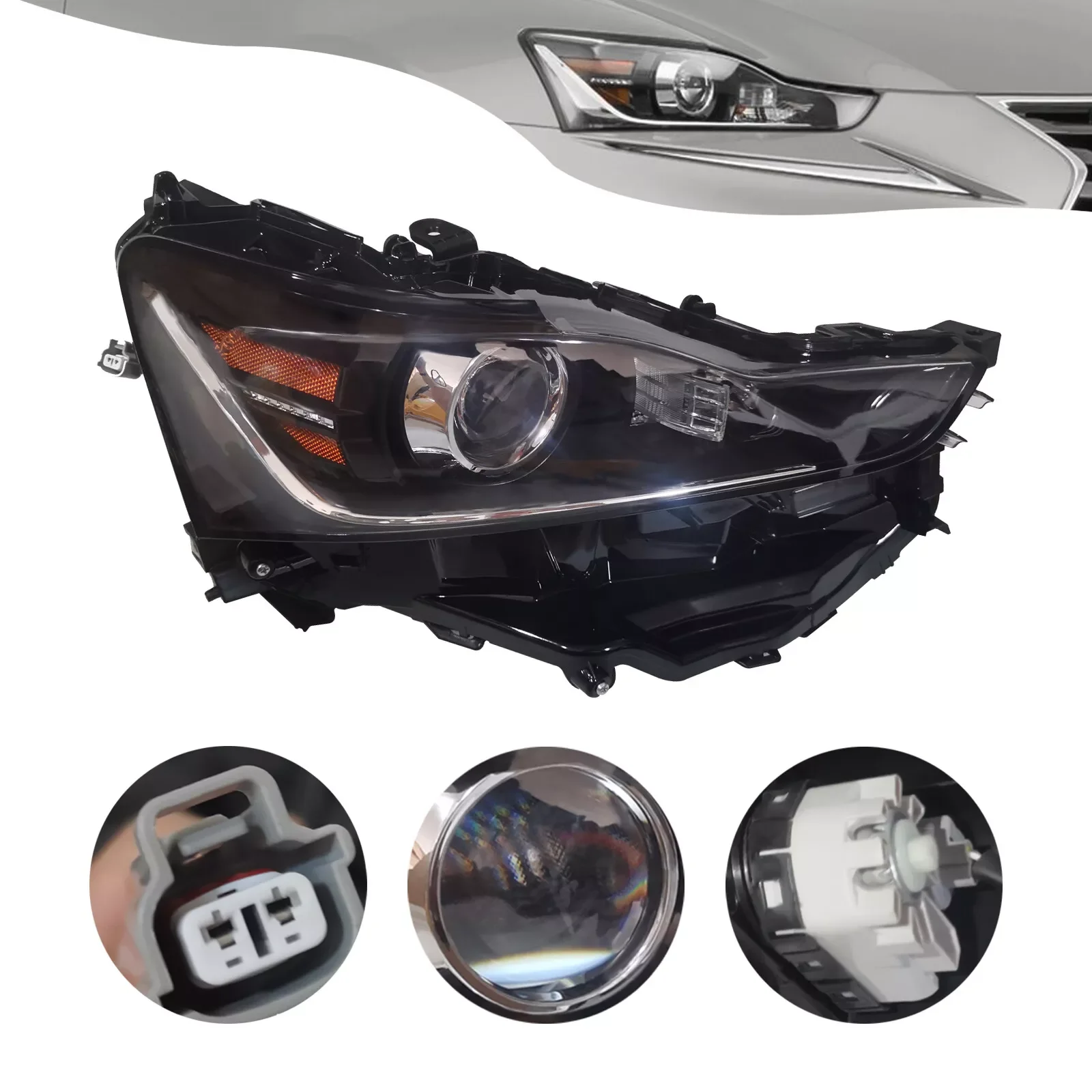 Right Passenger Side LED Headlight 8114553810 For 2017 2018 2019 2020 Lexus IS300 IS350 Sedan 4-Door 2L 3.5L