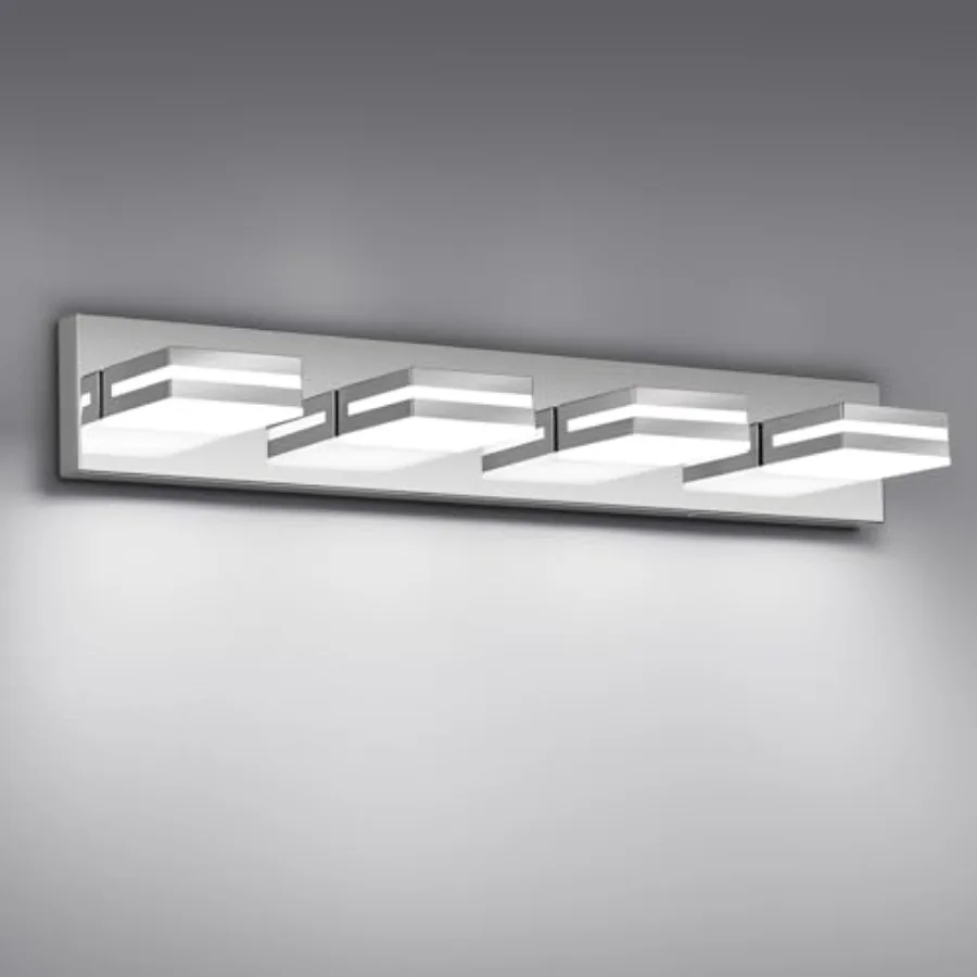 

Modern LED Bathroom Lights Fixtures 4-Light, Stainless Steel Acrylic Wall Lighting, Vanity Lights for Bathroom Over Mirror 6000