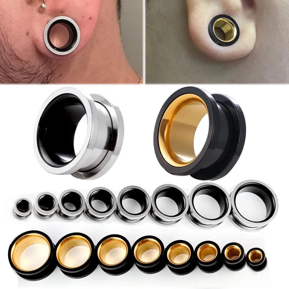 1/2Pair Stainless Steel Ear Gauges Screw Tunnels Ear Plugs Expander Stretcher Gauges  Hypoallergenic Piercing Body Jewelry