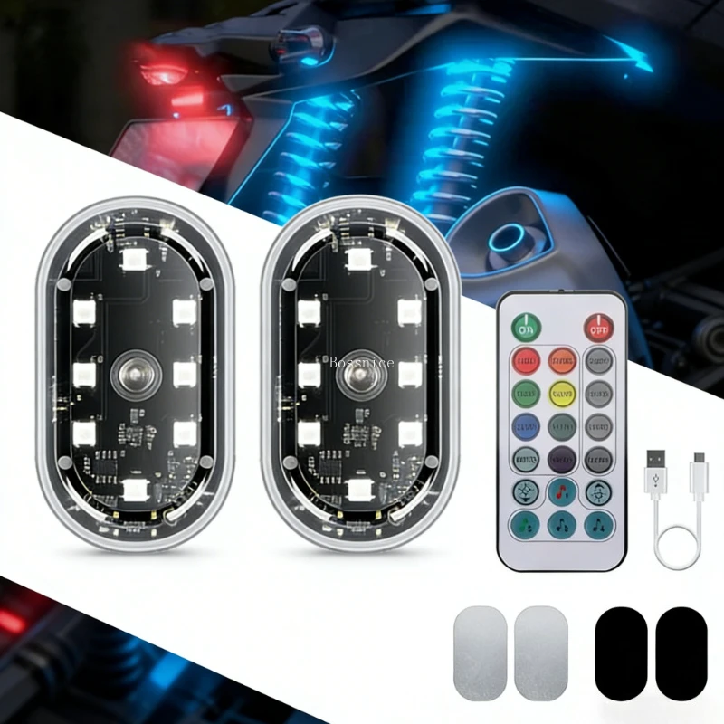Wireless Remote 8-Color Flash Navigation Light LED Warning Light for Car Motorcycle Drone Airplane