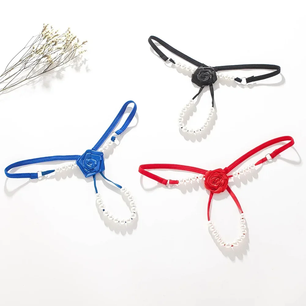 

Новое сексуальное нижнее белье с розой, женские трусики, нижнее белье с жемчугом, женские стринги, полые стринги, женские стринги с Т-образной спинкой для молодых девушек, большие размеры Xl