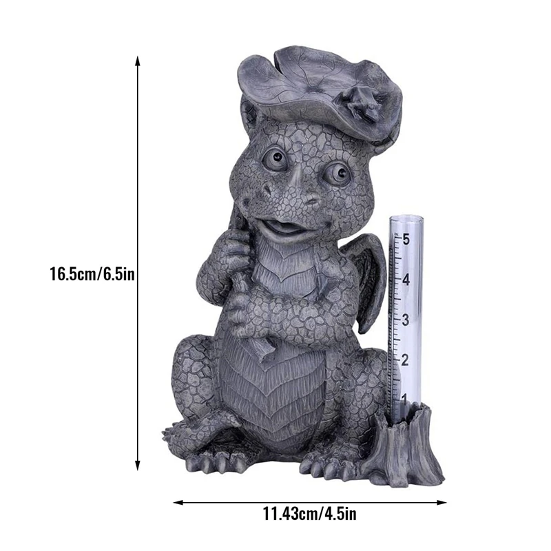 Resin Dragon Rain Gauge Outdoor Statue Water Level Meter Waterproof Dragon Statue For Garden Decor Ornament Accessories