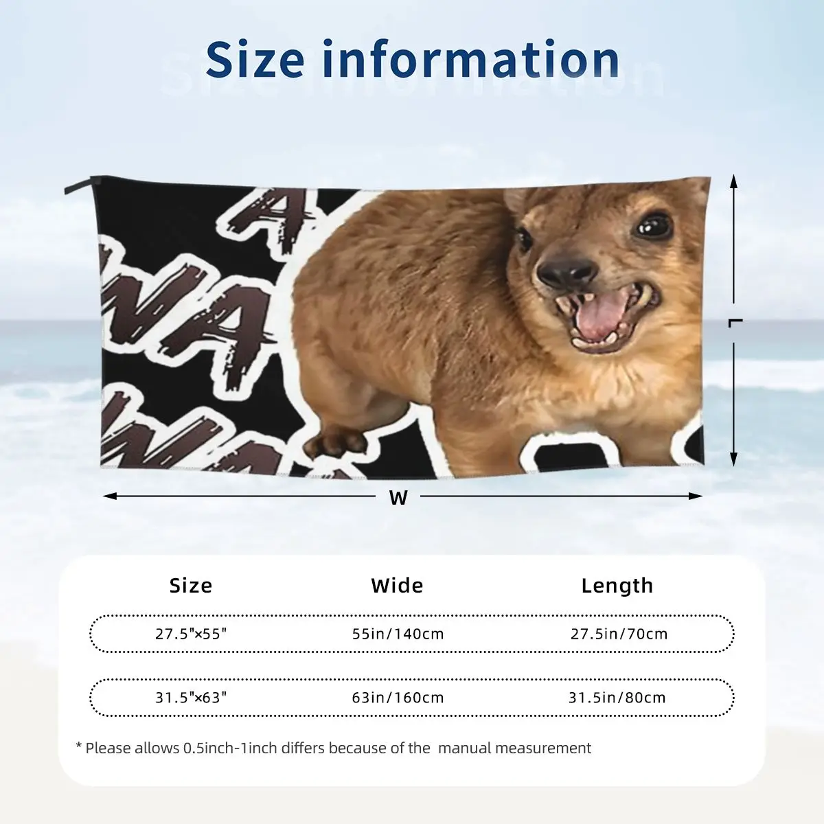 Awawa Angry Screaming Rock Hyrax Meme Beach Towel Soft Microfiber Quick Dry Absorbent Quick Towels For Bath