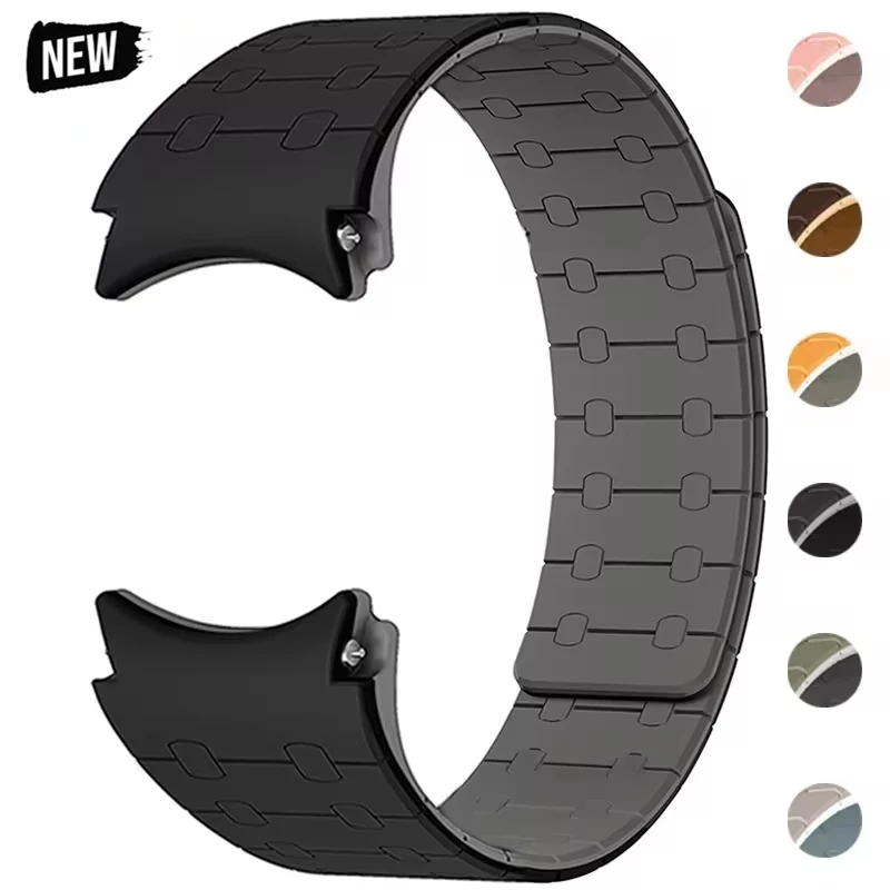Bracelet en silicone magnétique pour Samsung Galaxy Watch 7 6 5 4 44 40 mm 6Classic 43 mm 47 mm, bracelet sport sans espaces pour Galaxy 5Pro 45 mm