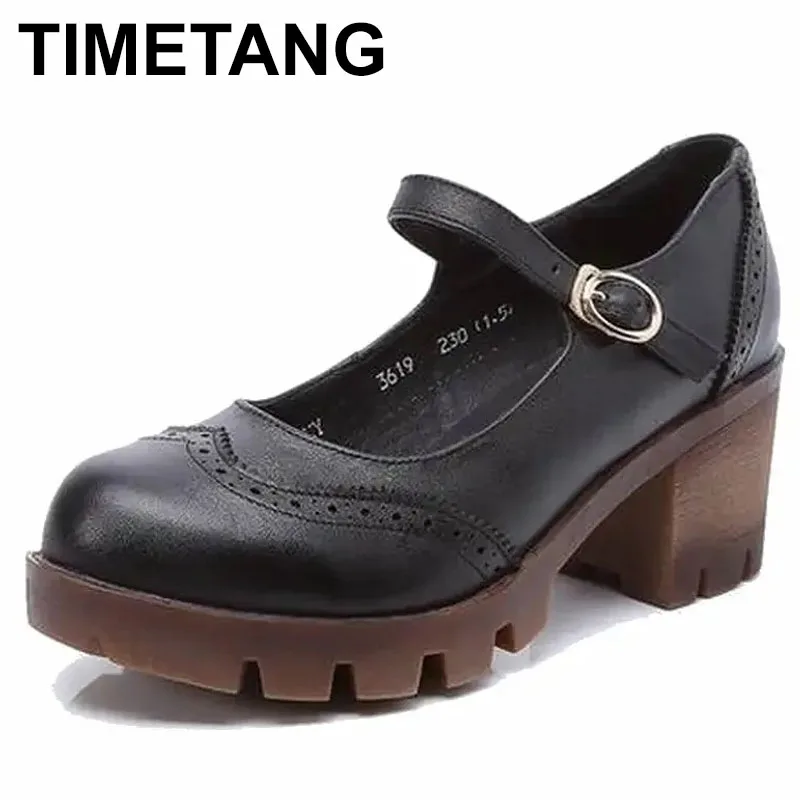 

2025 Women Pumps Fashion Round Toe Buckle Strap Med Heels Ankle Boots Woman Shoes Black Gray Beige