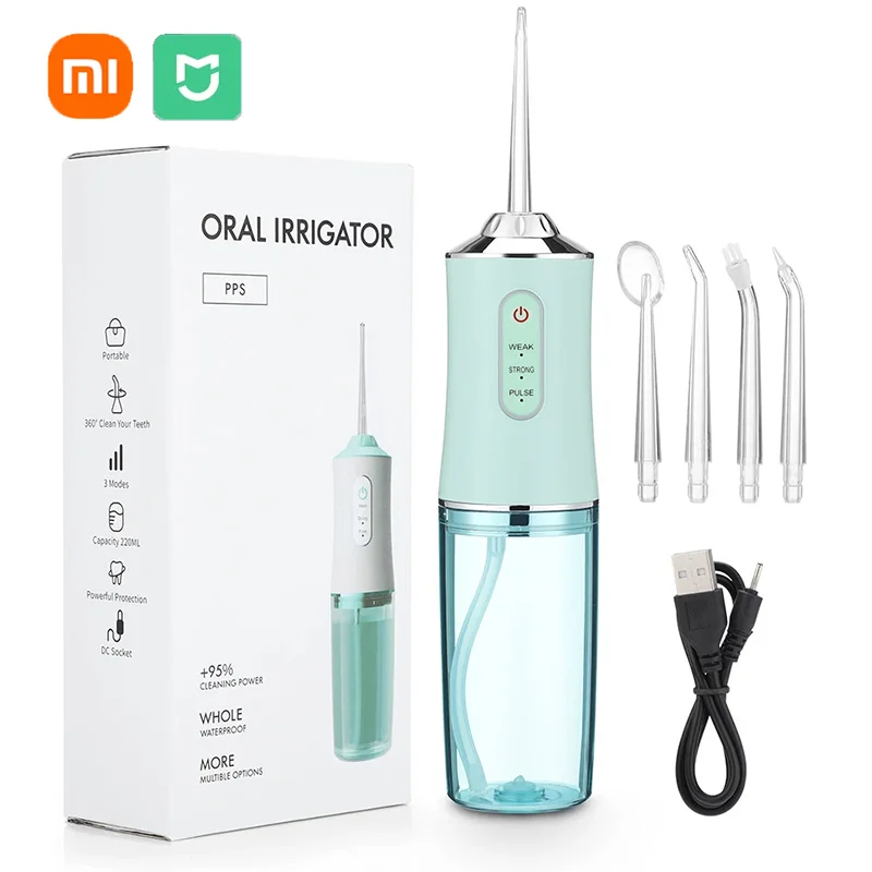 Xiaomi-Fio Elétrico de Água, IPX7 Impermeável, Instrumento De Limpeza De Dentes, Tanque De Água Removível, Portátil, 3 Velocidades, 240ml