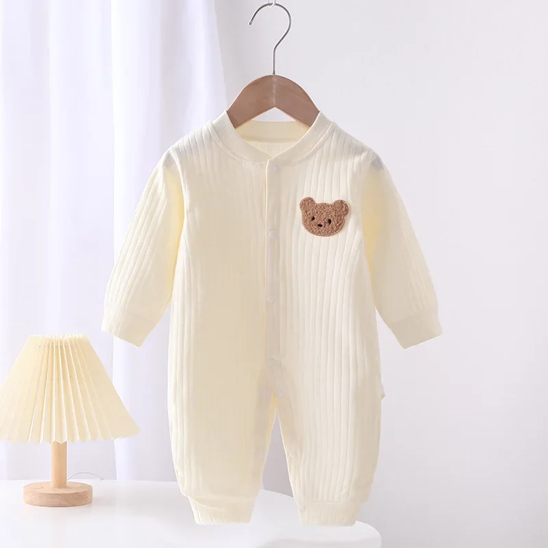 Babykleidung für Jungen und Mädchen, Neugeborenen-Body und einteilig, einfarbig, 100 % Baumwolle, 0–24 Monate, langärmeliges Loungewear-Outfit