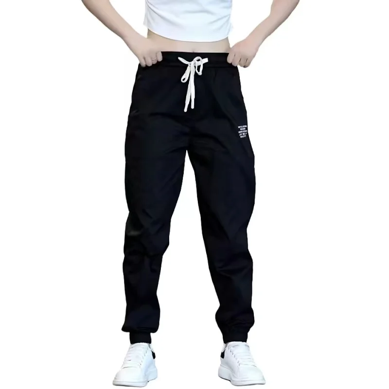 Ice Silk Workwear Casual Pants Men's New 2025 Loose Cuffed Nine Points Summer Thin Sle Youthful Daily Polyester Fiber