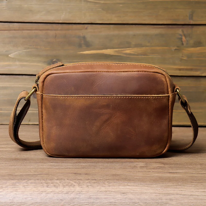 Frenzy Horsehide Men's Single Shoulder Bag - Retro and Simple, Top-grain Cowhide Crossbody Bag, Leather Trendy Men's Bag