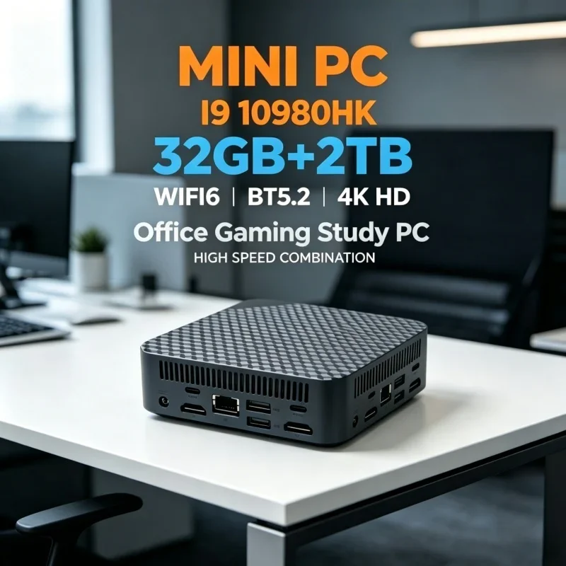 High‑Performance Portable Mini PC Core i9 10980HK Pro 32GB RAM 1TB 2TB SSD WIFI6 BT5.2 4K 60Hz HD Gaming Office Study PC