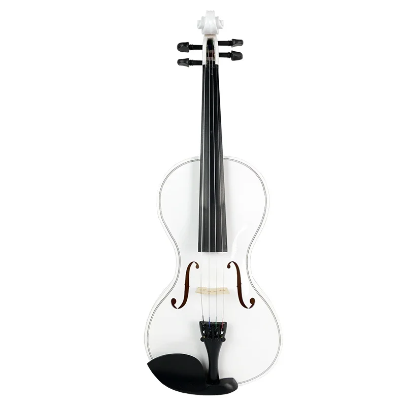 4/4 Full Size Violin Student Fiddle Gourd Shaped Violino White Acoustic Violin With Brazilwood Bow Bridge Strings Carry Case SET