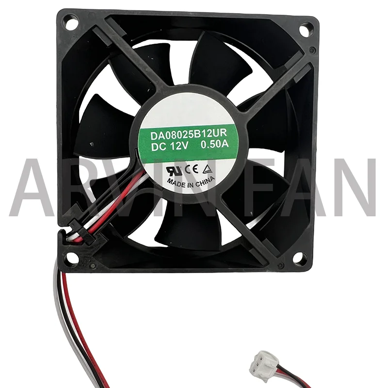 Ventilador de refrigeración DA08025B12UR, 8cm, 8025, 80x80x25mm, 80mm, DC12V, 0.50A, CPU, 3 pines, doble bola, alto volumen, inversor de servidor de chasis