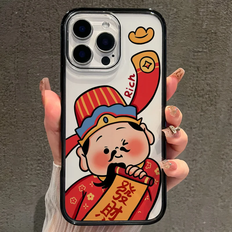 

Fortune God Suitable for Apple 17 Pro max Phone Case New 16 Acrylic 14 Cartoon Cute 13 Anti