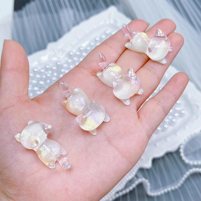 5PCS Mini Luminous Cat Glow At Dark Cat Vivarium DIY Accessories Mimiature Figurines Fairy Garden Decoration Kawaii Animals