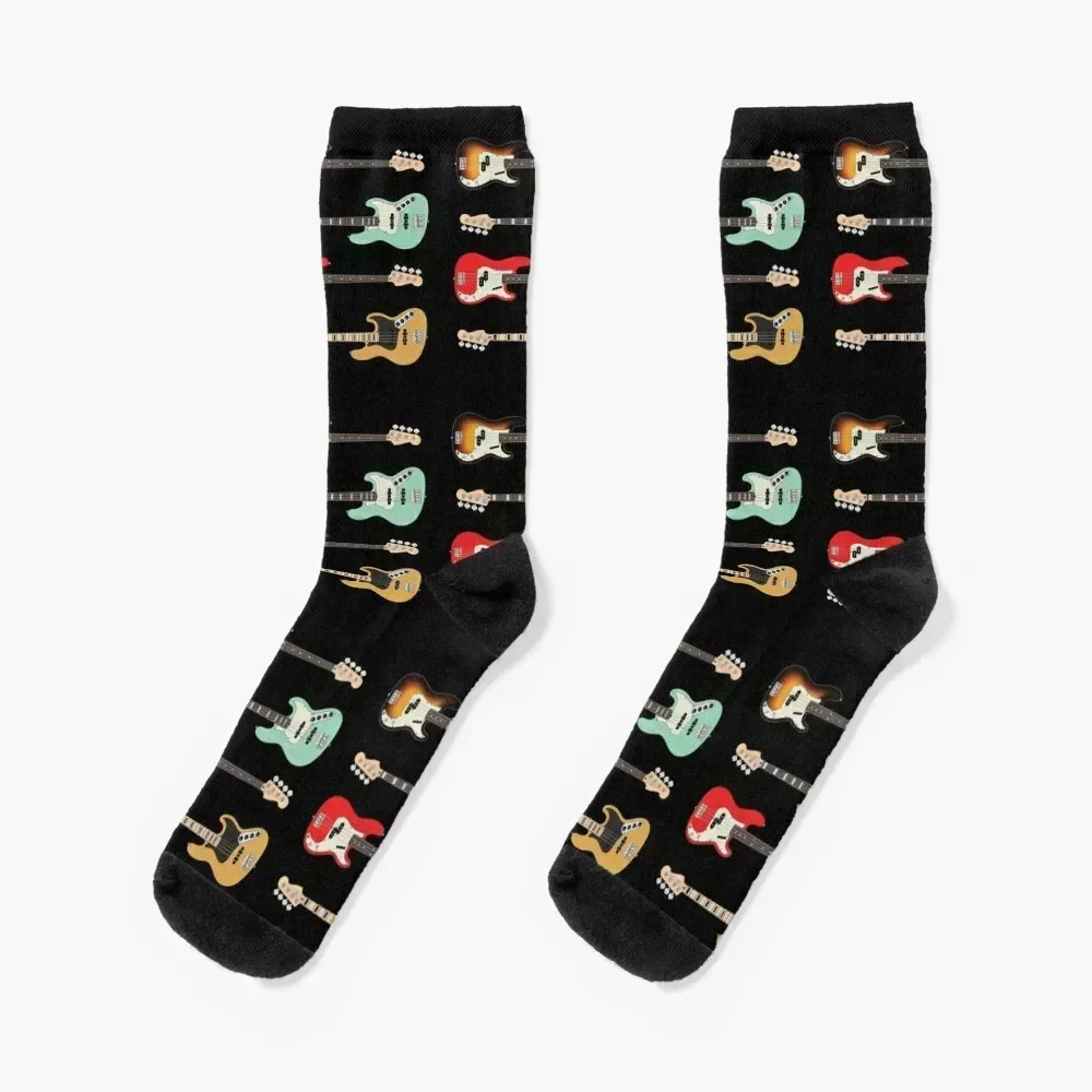 

4 String P and J Style Bass Guitar Pack Socks Run essential gift with print Man Socks Women's