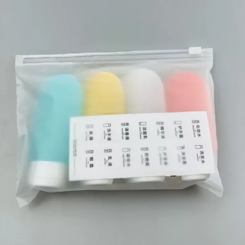 Imagen 2 del producto Juego de 4 Uds de botellas de viaje de silicona suave, tubo de compresión a prueba de fugas, contenedor de loción recargable, portátil para loción acondicionadora de champú