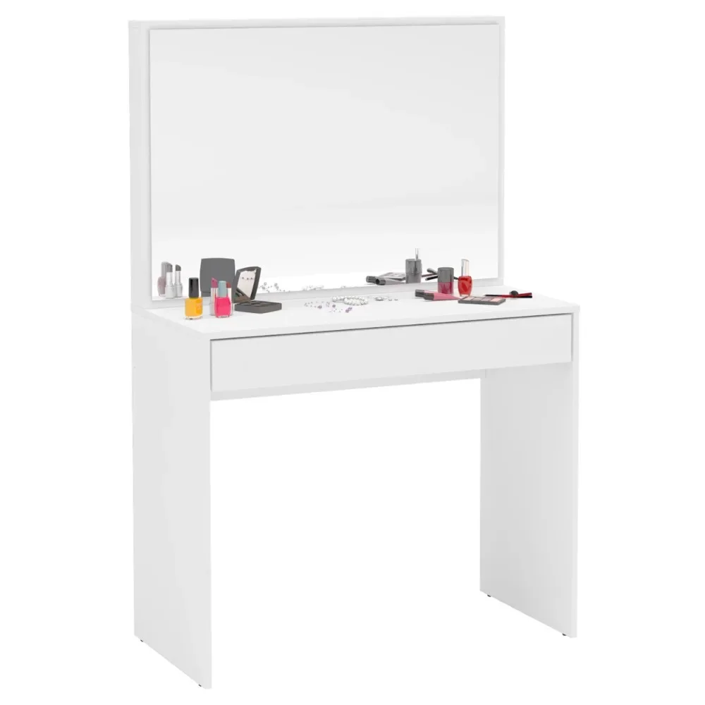 New Polifurniture Virginia Modern Vanity Desk, White Finish