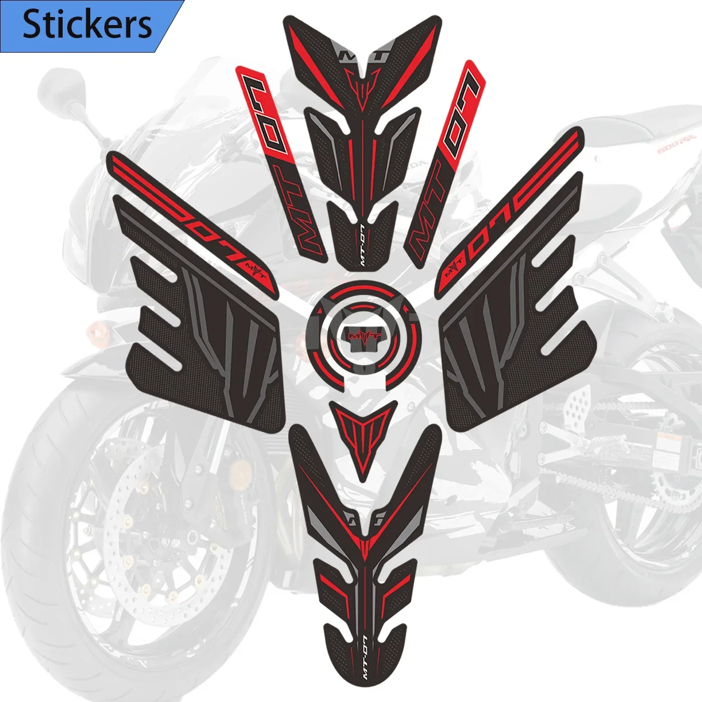 

For Yamaha MT07 MT 07 SP MT-07 Motorcycle Decals Wind Deflector Windscreen Protector Tank Pad Kit Knee 2021 2022