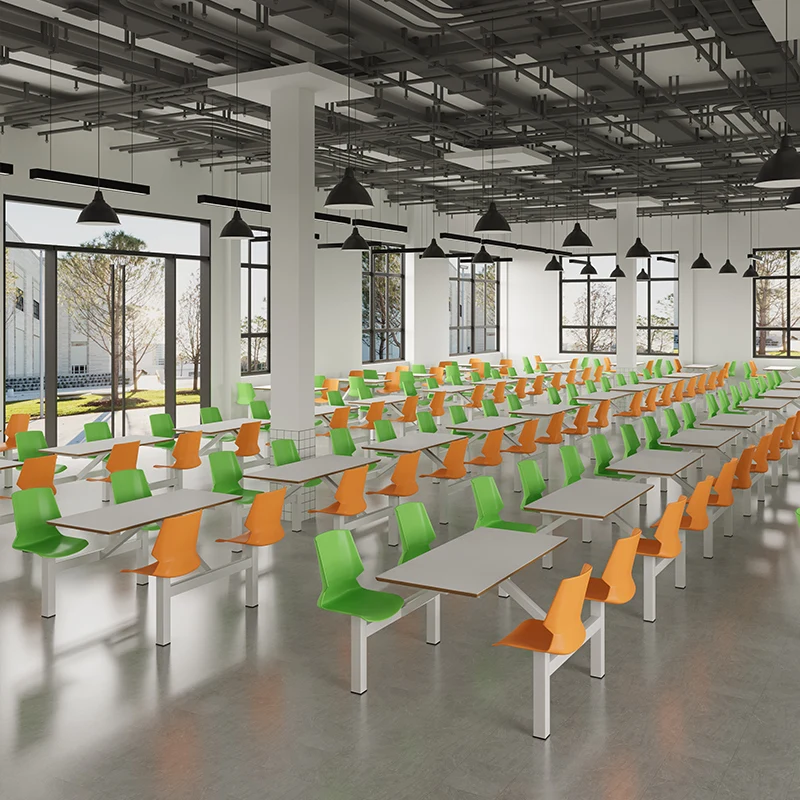 University School snack fast food restaurant factory integrated table and chair stainless steel dining table and chair