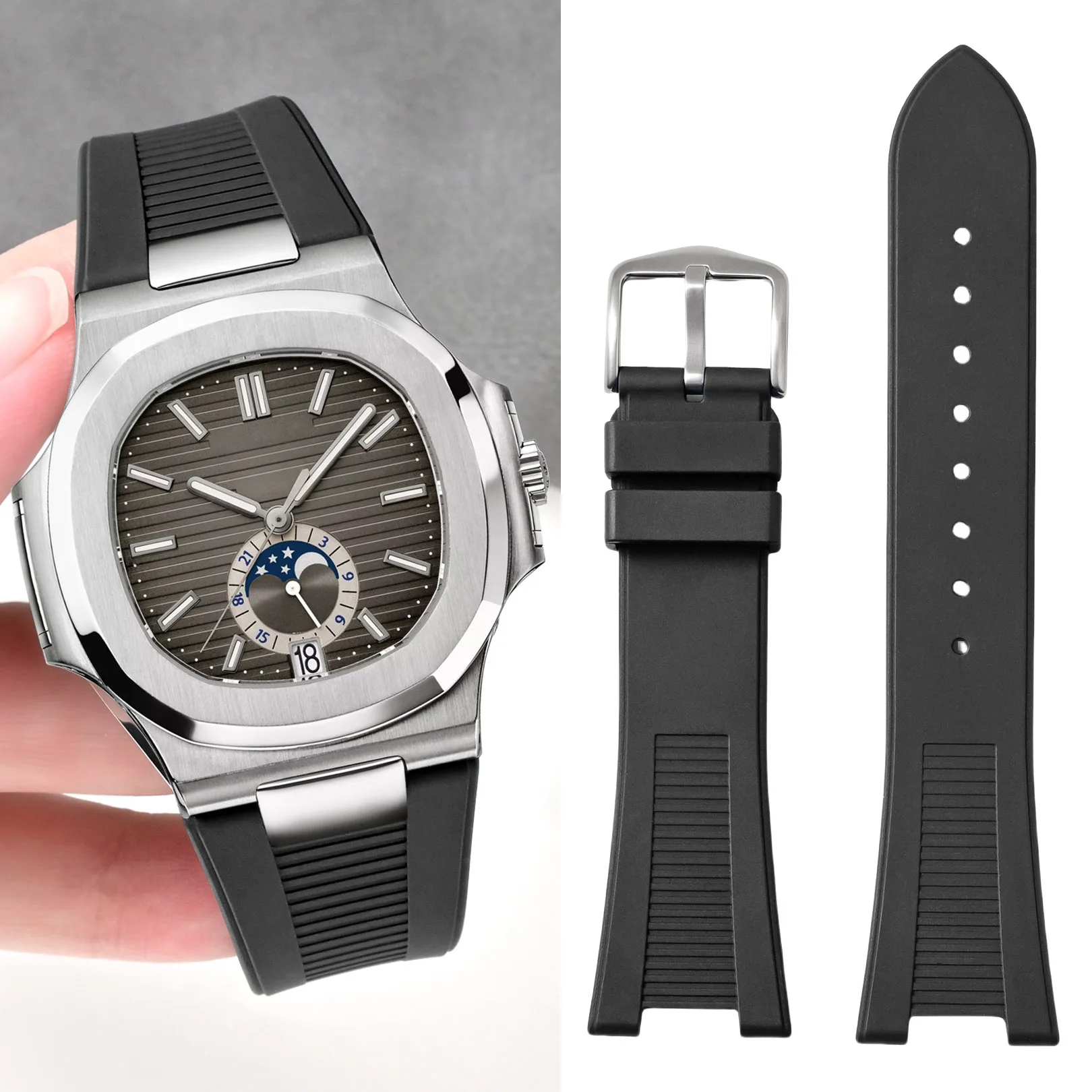 25*12mm fluororubber watch Strap for Citizen AW0130-85X/A/Z Patek Philippe Nautilus Watchband soft Bracelet watch Wristband