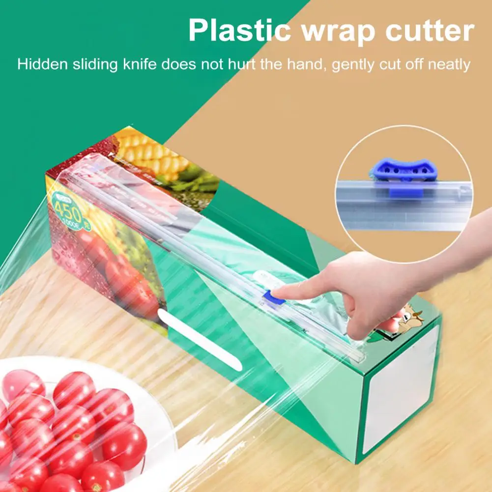 Kitchen Plastic Wrap Tool Plastic Wrap Cutter Plastic Wrap Slide Cutter for 13-inch Food Rolls Ideal for Foil Wax Paper Barbecue