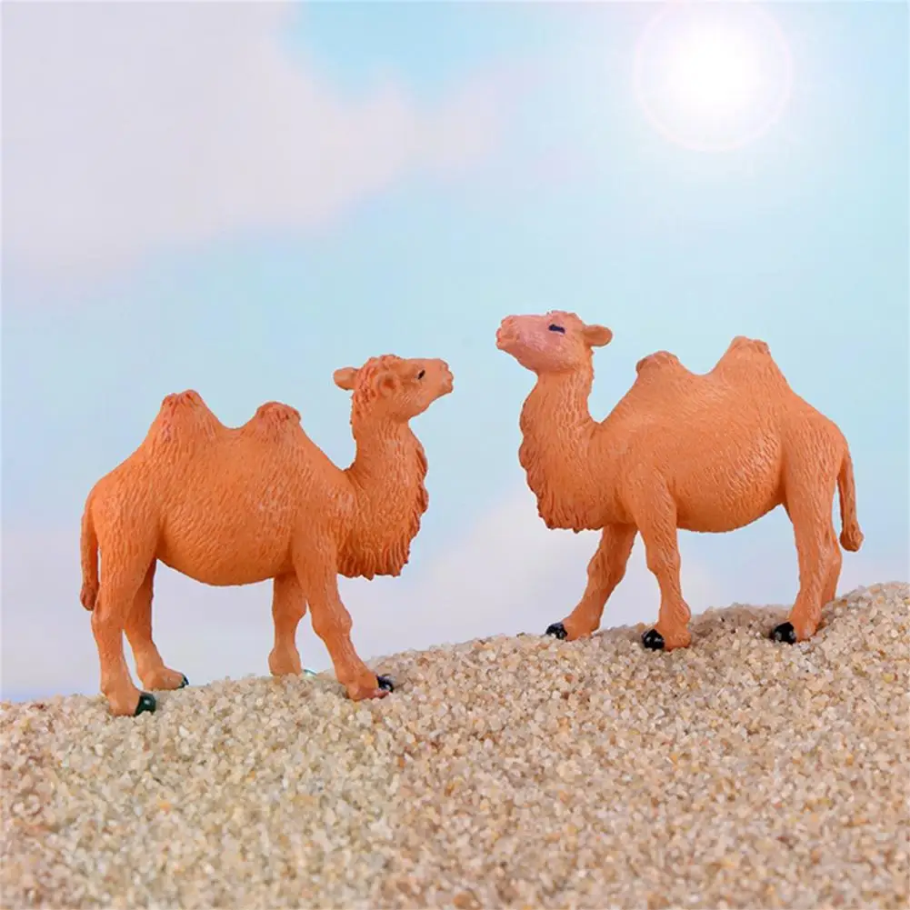 Cute Mini Camel Figurine Exquisite Realistic Plastic Micro Landscape Decor Animal Statue for Backyard Decoration