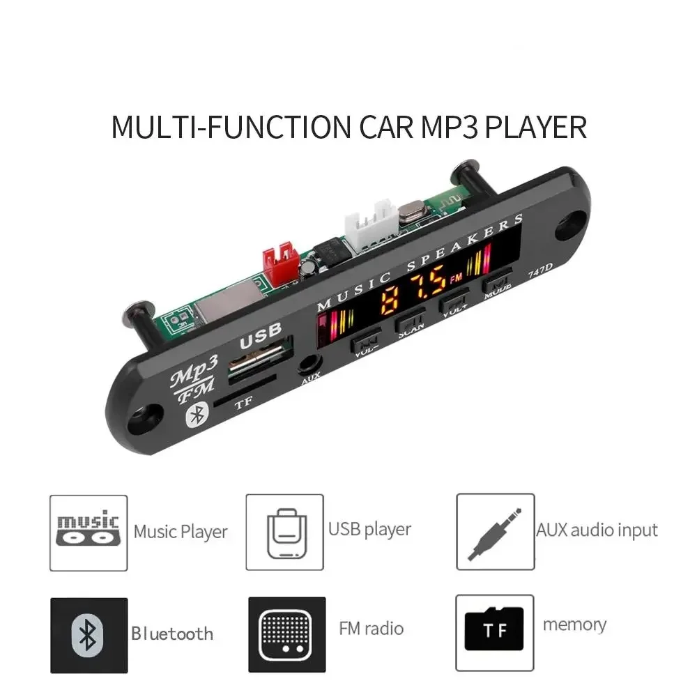 Bluetooth 5.0 Car Kit Wireless MP3 Decoder Board Audio 9V-12V WMA Car Music Player Module Lossless Audio USB AUX TF Radio image 3