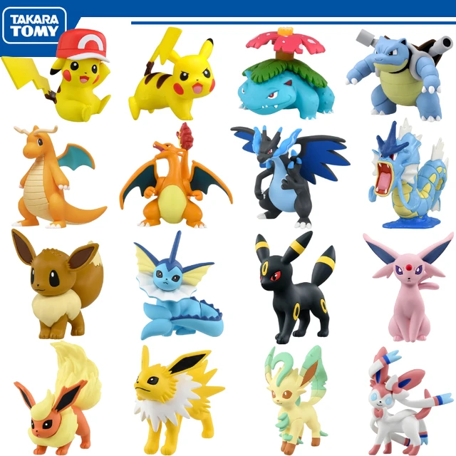 Oryginalny Tomy Pokemon Pikachu Charizard Venusaur Mew PVC rysunek zabawki Anime Eevee Vaporeon Umbreon Leafeon Sylveon Model lalki
